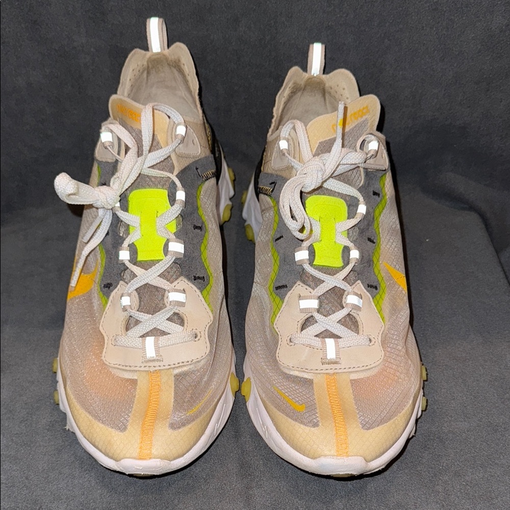 Nike React Element 87 Sneakers - Beige and Neon Yellow